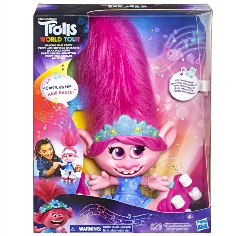 DreamWorks Trolls World Tour Dancing Hair Poppy Doll on Skates with Pink Hair